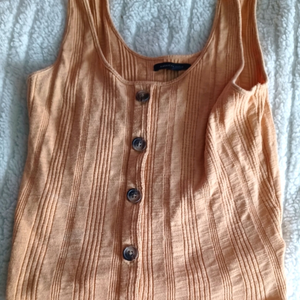 American Eagle Yellow Button Top